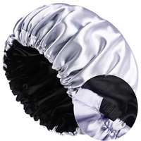 Plaine grand bonnet de nuit réglable élastique Double couche réversible cheveux soie En Satin Bonnet pour les femmes cheveux bouclés