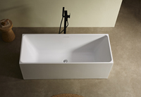 Baignoire autoportante en acrylique rectangulaire moderne avec ensemble d'accessoires de salle de bain pour villa, hôtel, maison