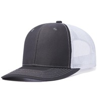 Gorra de Béisbol Personalizada con Logotipo, 6 Paneles, Lisa, Gris y Negra, Gorra Trucker con Parche de Cuero, Gorra Trucker de Malla Lisa para Hombre