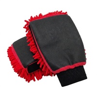 Gant de lavage auto double face en microfibre chenille 3-en-1 Lewell, haute élasticité, coutures durables, pour nettoyage de voiture, rouge