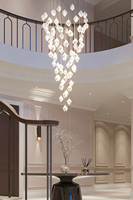 Lustre en céramique artistique, suspension de luxe en porcelaine à motif floral pour villa haut de gamme, salon, escalier, éclairage design