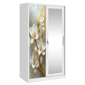 Armario Corredizo de Acero Pintado con Espejo para Organización de Dormitorio - Product Image 6
