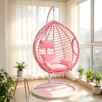 Fauteuil suspendu en rotin pour une personne avec support, chaise balançoire d'extérieur pour patio, hamac avec coussin épais pour balcon et jardin