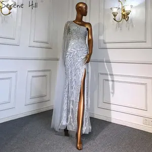 Abito da Sera Elegante Serene <span class=keywords><strong>Hill</strong></span> Personalizzato, Stile Sirena con Spacco Alto, Monospalla, Decorato con Perline, Colore Lilla, Collezione 2024 per Feste Femminili LA71493 - Product Image 4