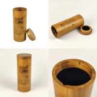 Boîte à vin cylindrique en bambou avec doublure en velours, logo personnalisé, boîte pour une seule bouteille de vin, pour l'emballage du whisky, collection de marque et cadeau de luxe