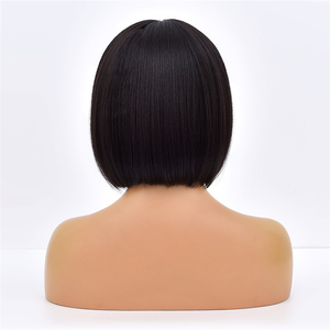 Ainizi Parrucca Sintetica Elegante da 12'' Stile Bob Corto Nero <span class=keywords><strong>con</strong></span> Frangia per Donne - Product Image 6