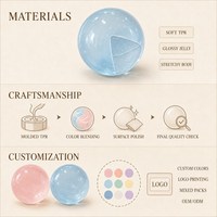Distributeur de jouets anti-stress en TPR translucide, aspect pierre précieuse, en forme de boule de cristal, personnalisables OEM, vente en gros