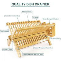 Égouttoir à vaisselle pliable moderne en bambou durable à 2 niveaux avec support de séchage pliant pour cuisine
