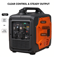 Générateur silencieux à onduleur 3,0 kW pour chantier et événements, 230 V, onde sinusoïdale pure, protection contre les surcharges et la faible pression d'huile, sortie 12 V CC