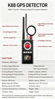 Détecteur de signal RF K88, détecteur de caméra cachée, détecteur de traceur GPS magnétique, dispositif de sécurité portable pour hôtel, maison, voiture