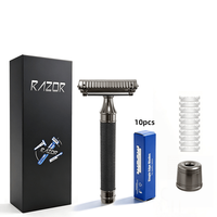 Coffret Cadeau Rasoir de Sécurité Premium pour Hommes – Rasoir Double Lame pour Rasage Humide, Support Chromé, Lames, Pochette en Cuir, Boîte de Luxe