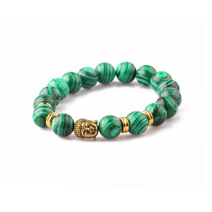 Pulsera de encanto malaquita verde de Buda, pulsera de cuentas de los hombres al por mayor - Product Image 1