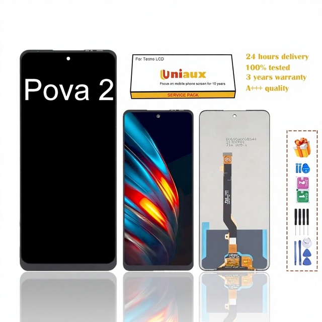 For TECNO Pova 2 TFT LCD Mobile Phone Display Inner Outer Screen Frame Assembly