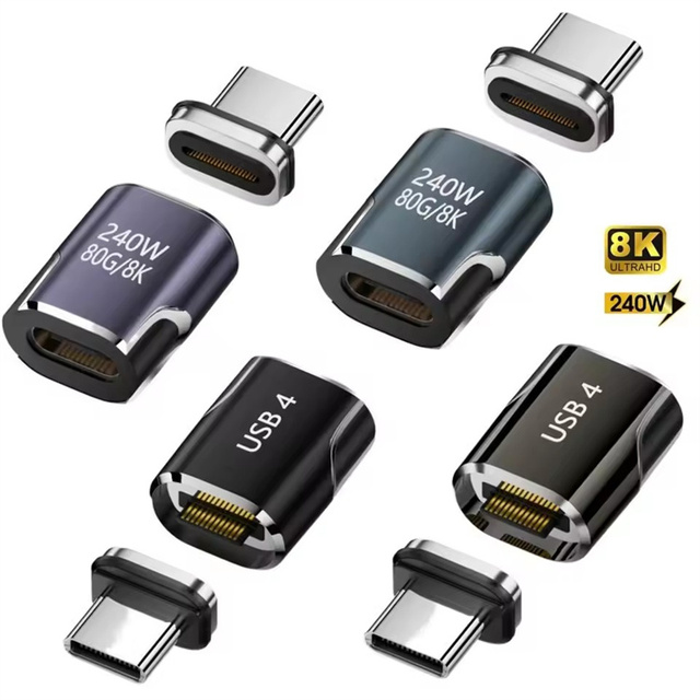Professional PD 240W USB-C Magnetic Adapter 8K 60HZ 80Gbps Type C Converter Fast Charging Full Function USB4.0 Adapter Laptop