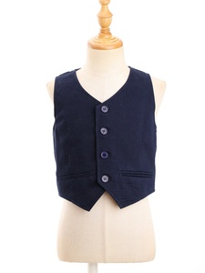 Enfants garçons messieurs couleur unie col en V boutonné dos sangle pointu <span class=keywords><strong>gilet</strong></span> fête scène Performance <span class=keywords><strong>gilet</strong></span> - Product Image 3