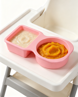 Conteneur de stockage d'aliments pour bébé en silicone de qualité alimentaire à 2 compartiments de 4,25 oz, sans BPA, étanche, boîte à collation pour enfants, compatible micro-ondes et congélateur