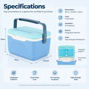 Glacière carrée portable en plastique de 10,5 L For FUN 10.5 avec maintien de la glace pendant 24 heures, étanche, idéale pour le camping et les pique-niques en extérieur - Product Image 1