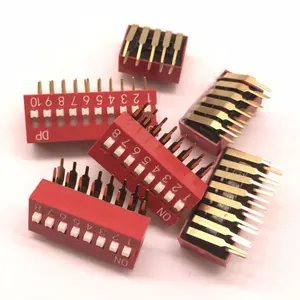 Higher Quality slide DIP switch right angle pitch 2.54mm Red Blue Black color 2 position 3poles/4/5/6/7/8/9/10 pin dip switch