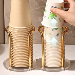 Acrylic Cup Holder Round Standing Type <b>Desk</b> Organizer For Coffee Paper Cups - Product Image 3