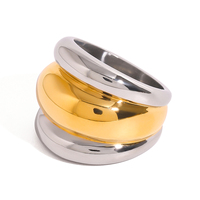 Bague J&D bicolore à couches superposées, en acier inoxydable 18 carats, design épais or et argent mélangés