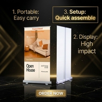 Support portable rétractable en aluminium, bannière déroulante double face personnalisable pour la publicité en salon professionnel, utilisation en intérieur