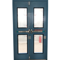 Porte de sortie d'urgence à double panneau en verre trempé, avec verrouillage par poussoir, pour couloir et salle blanche