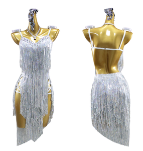 1615 महिला बॉलरूम नृत्य पोशाक काले पूल प्रतियोगिता पोशाक अनुक्रमण पेशेवर लैटिन नृत्य वेशभूषा + केवल पोशाक - Product Image 1