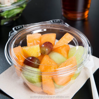 Conteneur à charnière jetable en PET transparent de qualité alimentaire, emballage écologique et durable pour salades et fruits