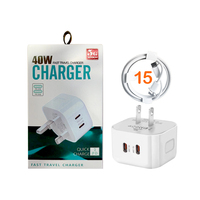 Prise UE + US 40W double PD câble usb c vers usb C chargeur mural avec câble de données chargeur mural USB pour iphone