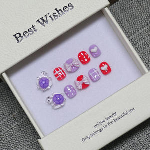 Faux ongles artificiels pour enfants, faits à la main en acrylique, réutilisables, fournisseur en gros <span class=keywords><strong>de</strong></span> nail art personnalisé - Product Image 6