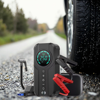 Démarreur de voiture 16000 mAh avec compresseur d'air LCD, lumière d'urgence LED, moniteur de pression des pneus et gonflage rapide