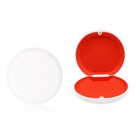 Boîte de rangement pour appareil dentaire orthodontique avec logo personnalisé (matériau PC/PC+TPE, forme ronde) pour l'orthodontie