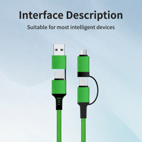 Câble de charge multi-connecteurs 4 en 1 USB-C USB-A vers Type-C 8 broches PD 60W Charge rapide Tressé en nylon Logo personnalisé Vente en gros