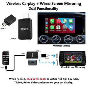 Adaptateur sans fil CarPlay <span class=keywords><strong>Android</strong></span> <span class=keywords><strong>Auto</strong></span> Koogold avec port USB-C, prend en charge Netflix, <span class=keywords><strong>Amazon</strong></span> Prime Video et les applications Max - Product Image 2