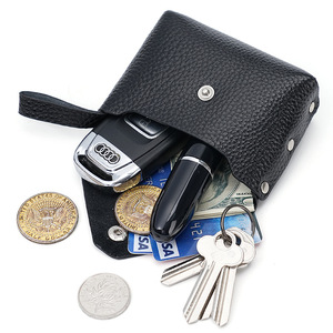 Custom Leather Mini Coin <b>Purse</b> with Snap Button Closure Wrist Strap Handmade Minimalist Style Unisex Daily Use - Product Image 2