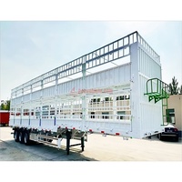 Semi-remorque en acier pour le transport de bétail, semi-remorque avec clôture, capacité de charge de 80 000 kg, remorque pour camions