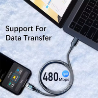 Kabel USB C ke C 100W 5A E-Mark Pengisian Cepat Kabel Data Tipe C Kabel Nilon Terjalin Pengisian Cepat PD untuk Kabel Laptop Macbook