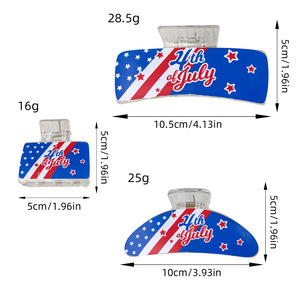 Pinza de Pelo Patriótica <span class=keywords><strong>del</strong></span> <span class=keywords><strong>4</strong></span> de Julio, Pinza de Pelo Acrílica con Estrellas y Rayas de la Bandera Americana para el Día de la Independencia, Accesorio para el Cabello con Temática de Estados Unidos - Product Image 4