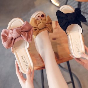 Sandales d'été compensées en daim pour femme <span class=keywords><strong>avec</strong></span> nœud, semelle épaisse et légère en éponge, et fermeture à bouton - Product Image 4