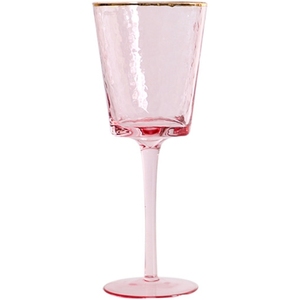 Бокал из прозрачного бордового стекла с золотым ободком - Product Image 6