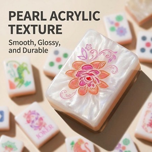 Ensemble <span class=keywords><strong>de</strong></span> Mahjong Américain <span class=keywords><strong>de</strong></span> Luxe Moderne en Cristal, Design Minimaliste, Perles Acryliques, Jeu Universel à Tenir à la Main pour Usage Domestique et Cadeau - Product Image 2