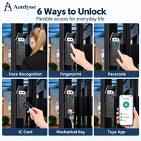 Serrure de porte intelligente Aurelysse V8 Tuya avec reconnaissance faciale, clavier à empreintes digitales et interphone vidéo pour portes extérieures