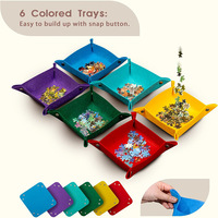 Tapis de table puzzle rectangulaire transfrontalier avec support et couvercle, plateau à 6 compartiments, pliable, portable, en feutre, pour enfants, Chine