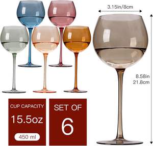 15oz soplado a mano colorido cristal cristalería globo Rosa ámbar gris verde color <span class=keywords><strong>Gin</strong></span> copas de vino - Product Image 4