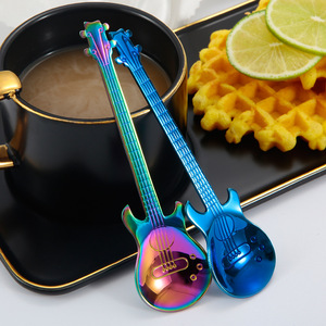 Cuillère à café créative en forme de guitare, en acier inoxydable de haute qualité, cuillère à café en titane pour mélanger le café - Product Image 4
