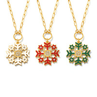 Collier Pendentif Flocon de Neige Romantique en Acier Inoxydable Plaqué Or PVD 18K, Étanche, avec Zircon et Goutte d'Huile, Tendance