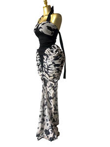 Abito lungo plissettato da donna con <span class=keywords><strong>spalline</strong></span> STOCK, <span class=keywords><strong>vestito</strong></span> aderente taglie forti casual S-2XL - Product Image 4