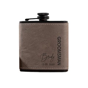 Petaca de Cuero Personalizada <span class=keywords><strong>para</strong></span> Hombre, Petaca de Acero Negra Personalizada <span class=keywords><strong>para</strong></span> Padrinos de Boda, <span class=keywords><strong>Regalos</strong></span> <span class=keywords><strong>para</strong></span> el Padrino, <span class=keywords><strong>Regalos</strong></span> de Boda - Product Image 5