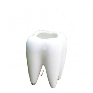 2022 Creative Yellow Tooth Shape Imitation Leather Eco-friendly <b>Pen</b> Pencil Brush Holder Succulent Plant Pot for Office - Product Image 1