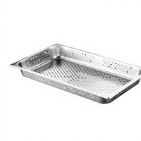 Baki Makanan Gastronorm Stainless Steel 201 Ukuran 1/1 Berlubang, Food Grade, untuk Meja Steam dan Drain Pan di Dapur Komersial/Buffet